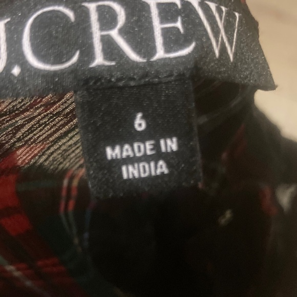 J.Crew top ruffle-front top in tartan crinkle cupro. - Picture 3 of 3